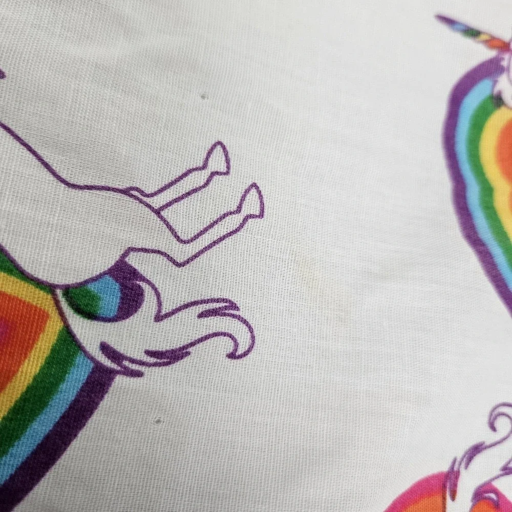Vintage Unicorn Rainbow Bandana 100% Cotton USA Made 1980's Scarf Handkerchief